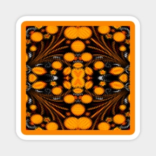 orange and black floral design pattern Magnet