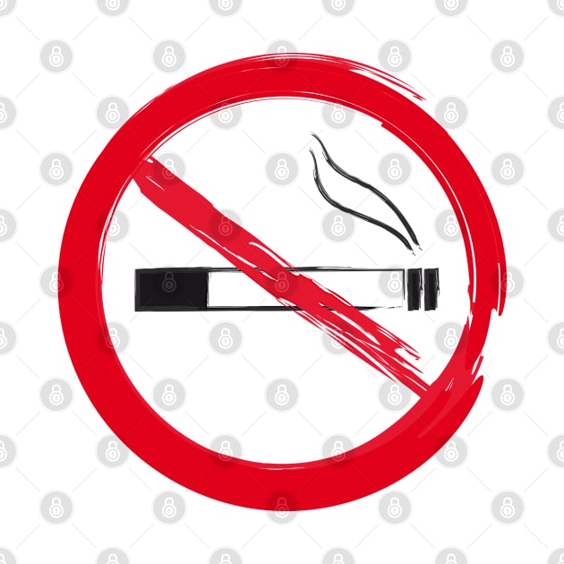 No Smoking Icon Sign - Brush Stroke Draw by HappyGiftArt