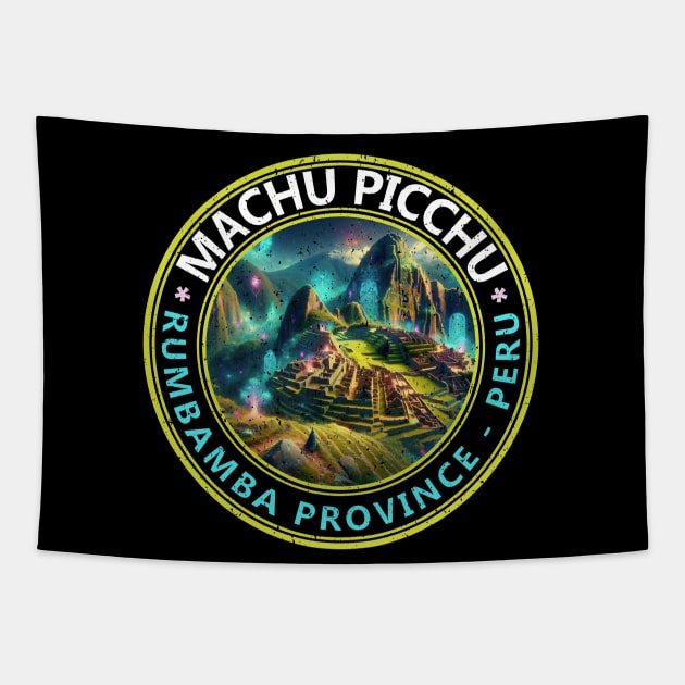 Machu Picchu Peru Ruins 2024 Peru Artistic Graphic Neon Tapestry by Sambastyles