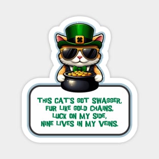 Cat Leprechaun With Pot of Gold 2 - Saint Patrick Magnet