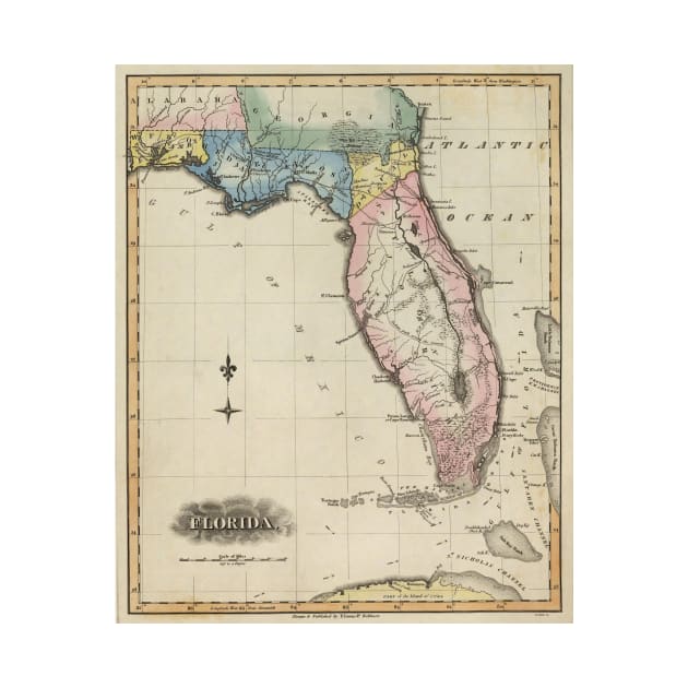 Vintage Map of Florida (1823) by Bravuramedia