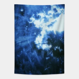 Palm Tree Sunburst Denim Tapestry