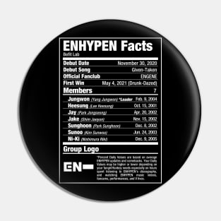 ENHYPEN Kpop Nutritional Facts 2 Pin