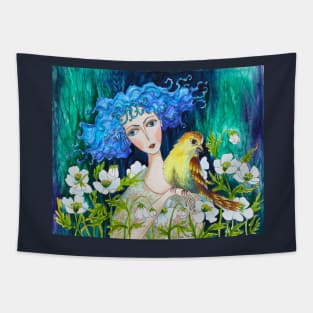 Sad Anemones Watercolor Painting Tapestry