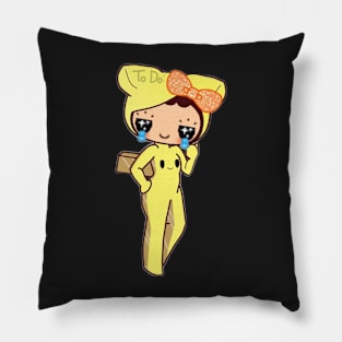 YayaLand Scary Mansion Sparkling Scary Mansion Crying Cardboard Girl Character Women's Design Pillow