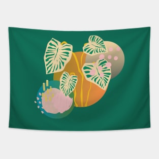 Monstera Abstract Pastel Plant T-shirt Tapestry