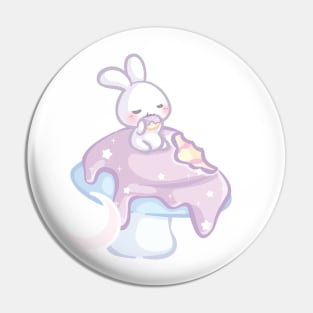 Bunny Eating a Giant Purple Mushroom Cake Pin