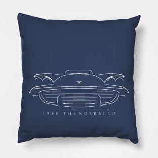 1958 Ford Thunderbird - front Stencil, white Pillow