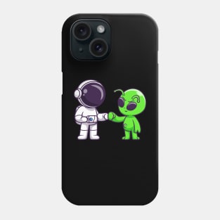 Astronaut With Cute Alien High Fives Cartoon Phone Case