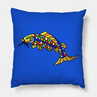 Fancy Abstract Fish Colorful Scales Pillow