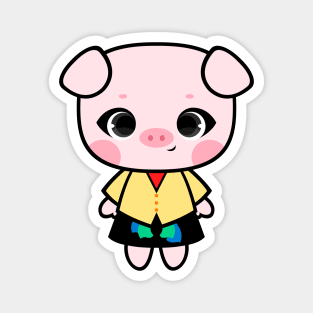 Cute Little Piggy in Ao canh and Black Skirt Magnet