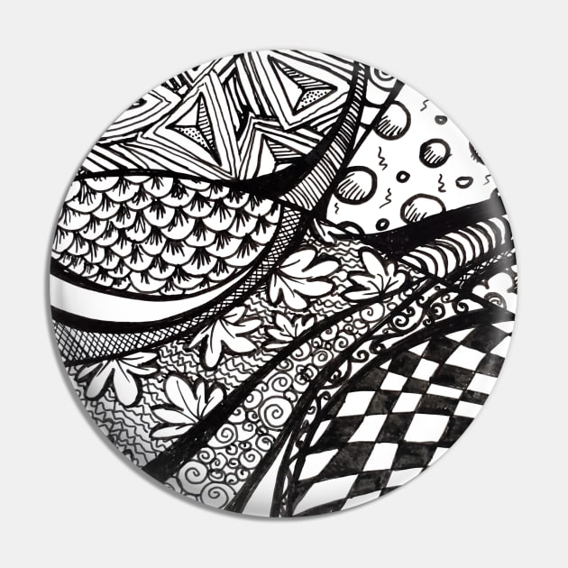 Ink drawing - Tangle Rolling Hills Pin by LadyCaro1