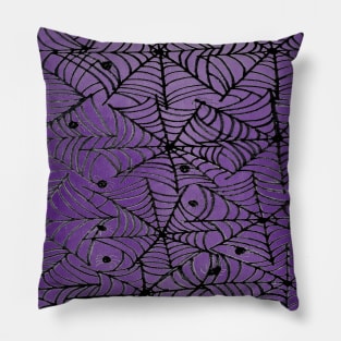 Spooky Halloween Spider Web on Purple Pillow