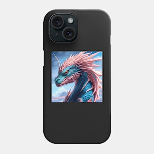 Intricate Blue Scaled Dragon with Pink Spines Phone Case