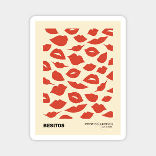 Red lips, Kiss art print, Retro poster, Fashion decor, Aesthetic art, Museum art, Valentine's day Magnet