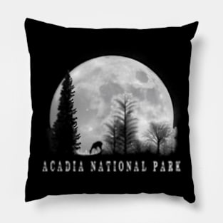 Acadia National Park Outdoors Moon And Deer Pillow