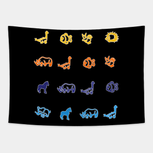 Retro styled Animals Tapestry