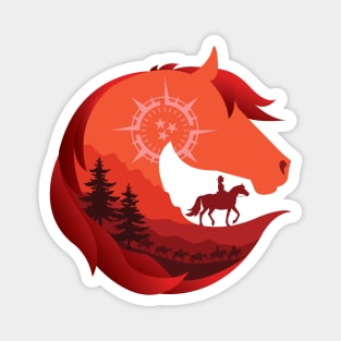 Horse Head Trail Riding Silhouette • Red Magnet