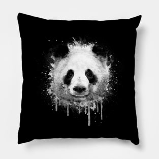 Cool Abstract Panda Portrait in Black & White Pillow