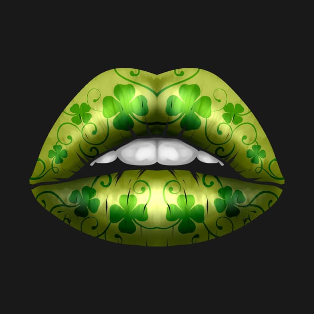 Green Lips With Shamrock For St Patricks Day by SinBle
