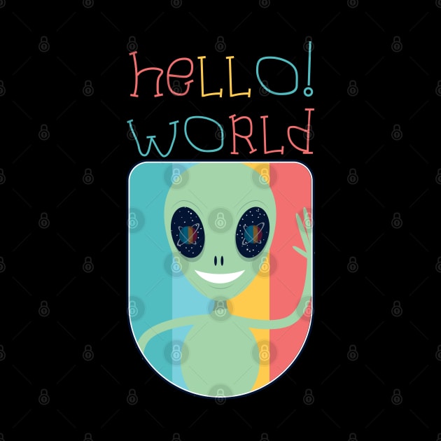 Funny Alien UFO :Hello! World by JHFANART