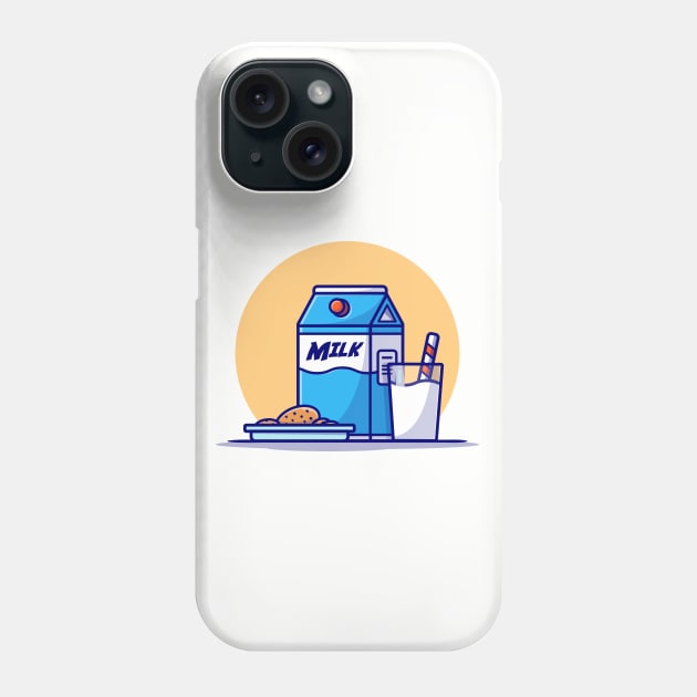 Milk And Cookies Cartoon Vector Icon Illustration Phone Case by Catalyst Labs