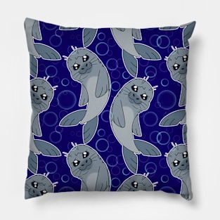 Sad Seal - Sea of Circles Pattern (Midnight, Outlined) Pillow