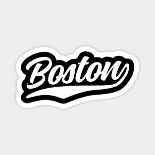 Boston Cursive White Vintage Athletic Script Magnet