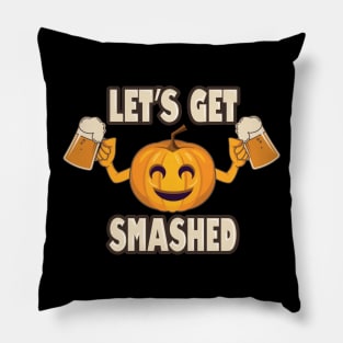 'Let's Get Smashed' Funny Pumpkin Fall Pillow