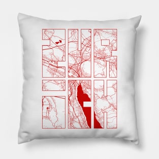 Zurich, Switzerland City Map Typography - Oriental Pillow