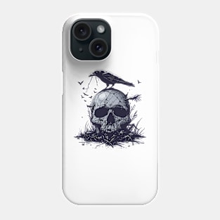 crow on skull Phone Case