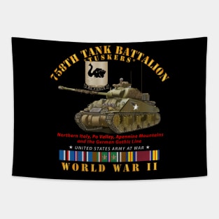 758th Tank Battalion - Tuskers w Tank WWII  EU SVC Tapestry