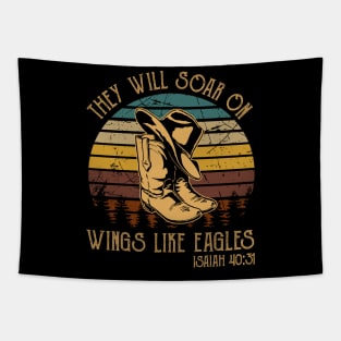 They Will Soar On Wings Like Eagles Boots Cowboy Western Tapestry