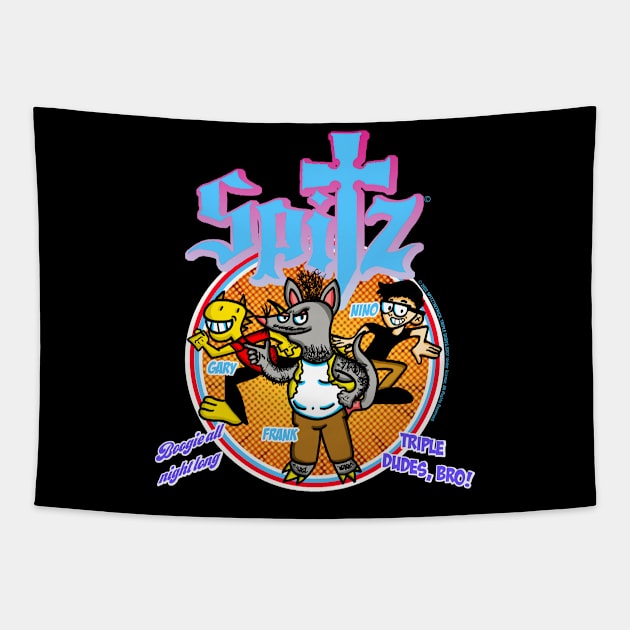 Triple Dudes, Bro! Gary, Frank, Nino Tapestry by Spitz Official Store