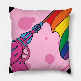 Retro Ray Gun LGBTQ Gay Pride Flag Pillow