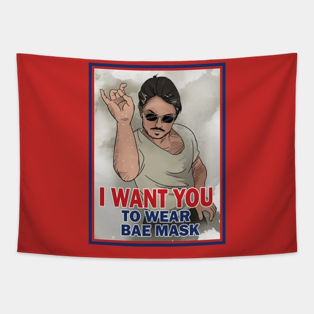 I Want You to Wear Bae mask Tapestry by peekxel