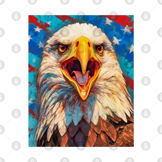 Freedom's Colors: Pop Art Bald Eagle and American Flag by Unboxed Mind of J.A.Y LLC 