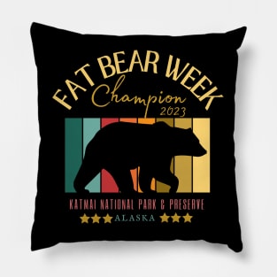 Fat Bear Week-Retro Style-Katmai Alaska Pillow