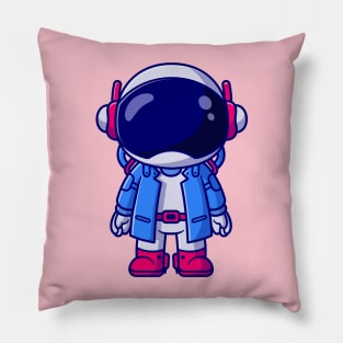 Cute Astronaut Wearing Suit Cartoon Pillow