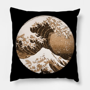 Epic Great Wave off KANAGAWA sepia style retouched artwork Pillow