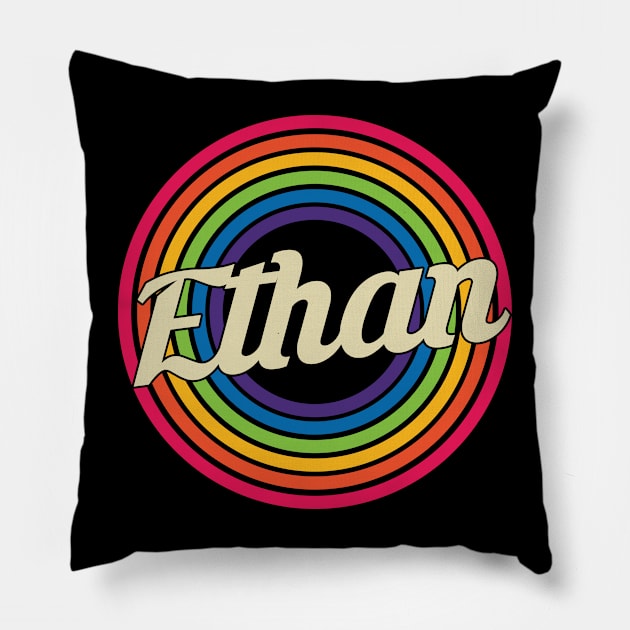 Ethan- Retro Rainbow Style Pillow by MaydenArt