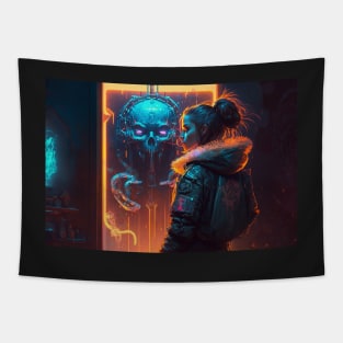 Cyberpunk art gallery Tapestry