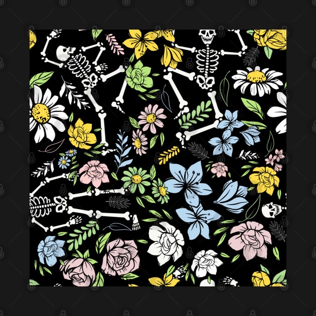 Dancing in flowers skeletons by Milibella