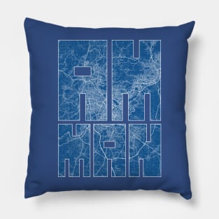 Amman, Jordan City Map Typography - Blueprint Pillow