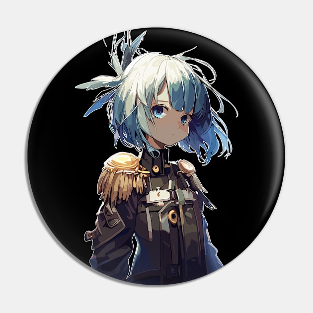 Blue hair anime Angel military girl Pin by TomFrontierArt
