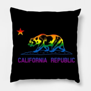 California Republic LGBTQ Gay Pride State Flag Pillow