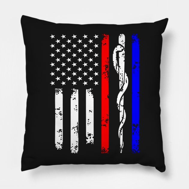 Police & Firefighter & EMT Flag Pillow by TeeParty