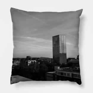 Portland City Skyline - Black and White Pillow