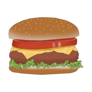 Cheeseburger with Bun, Tomato, and Lettuce T-Shirt