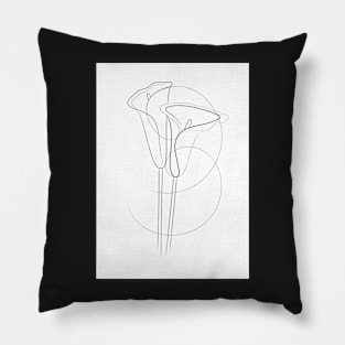 Calla Lily Line Drawing Pillow